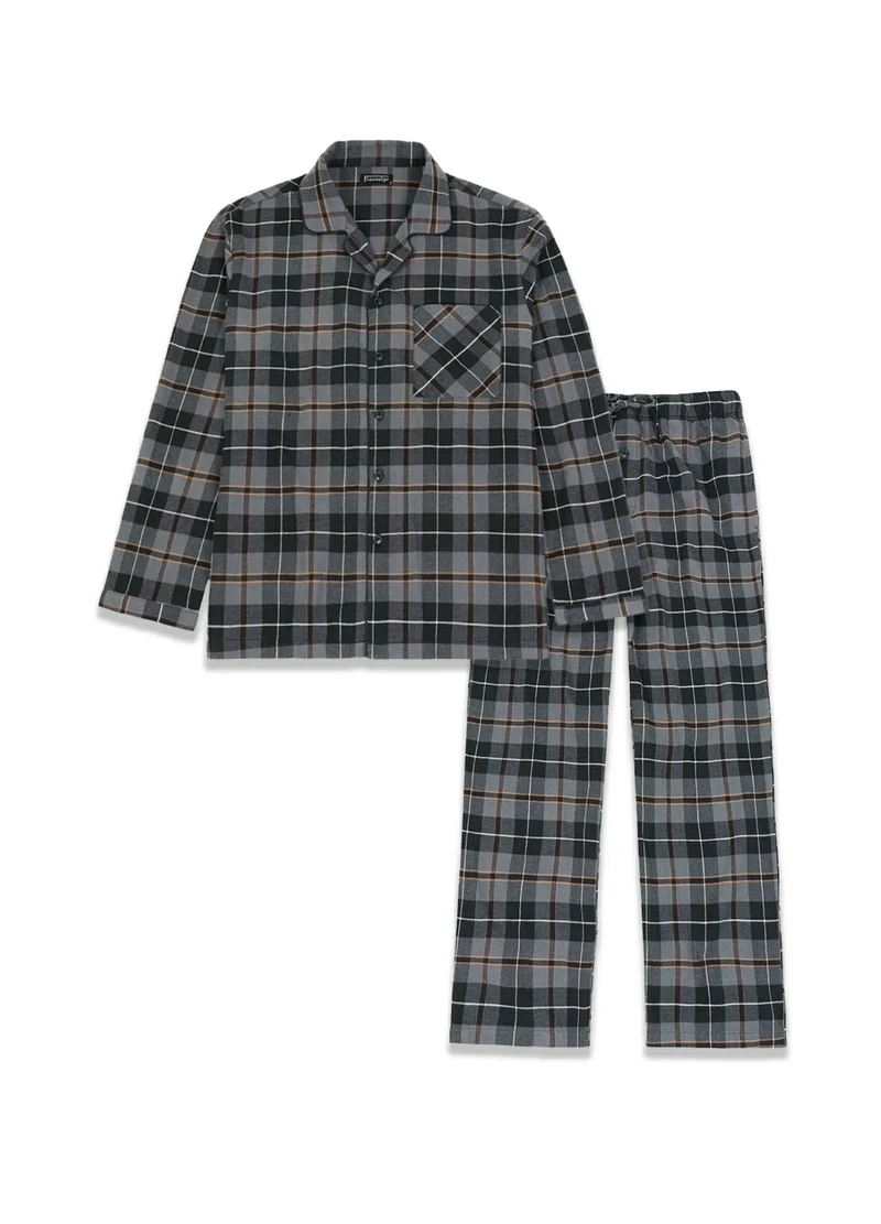 Men's Cotton Flannel Long Sleeve Pajama Set