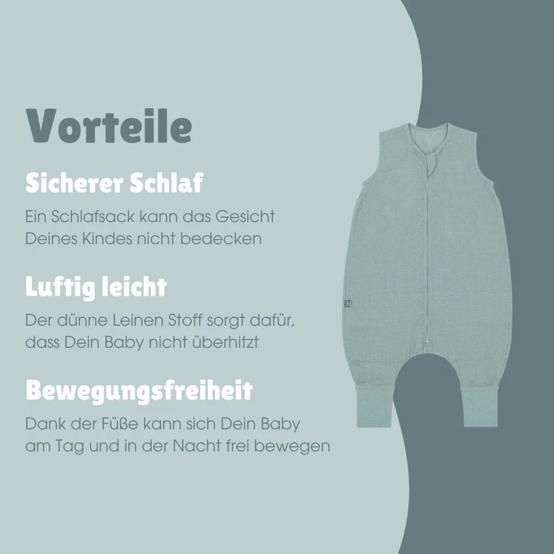 Leinen Schlafsack mit Füßen 0.5 TOG | Essential Mint