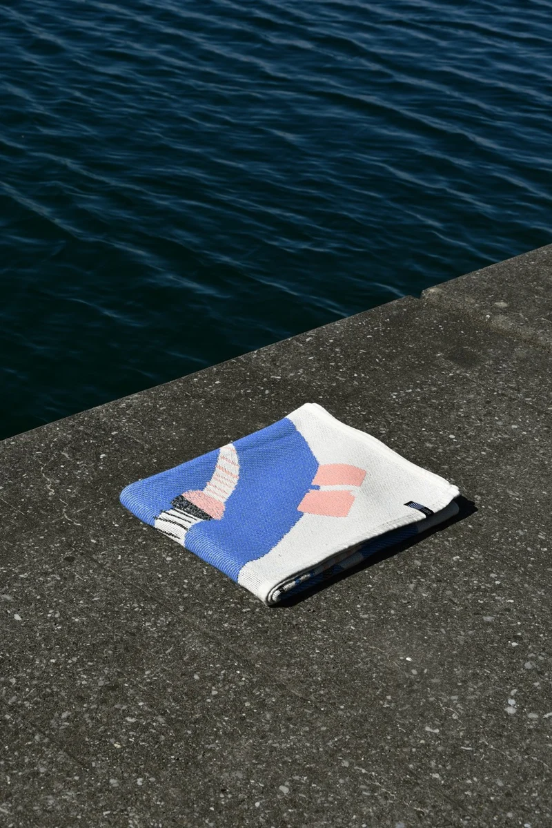 Cotton Beach Towel / Mini Blanket “Pupil” by Alice Louradour