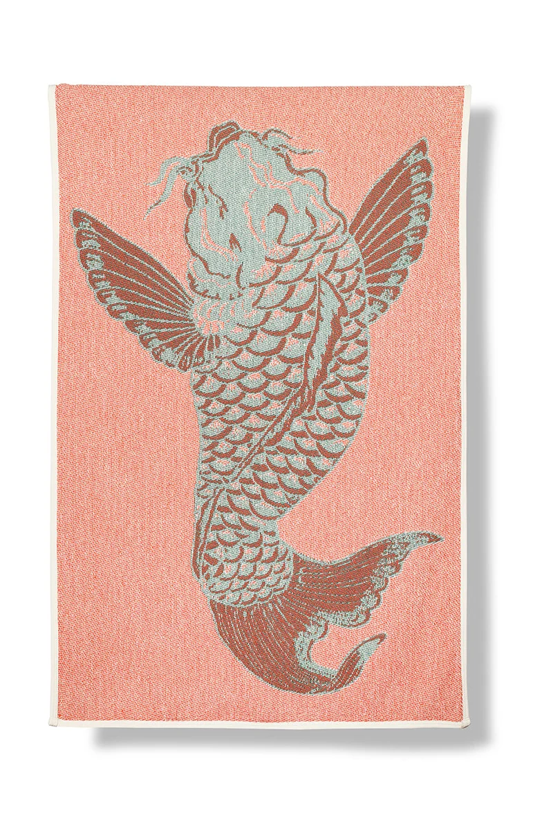Cotton Beach Towel or Mini Blanket "Koi" by Michele Rondelli