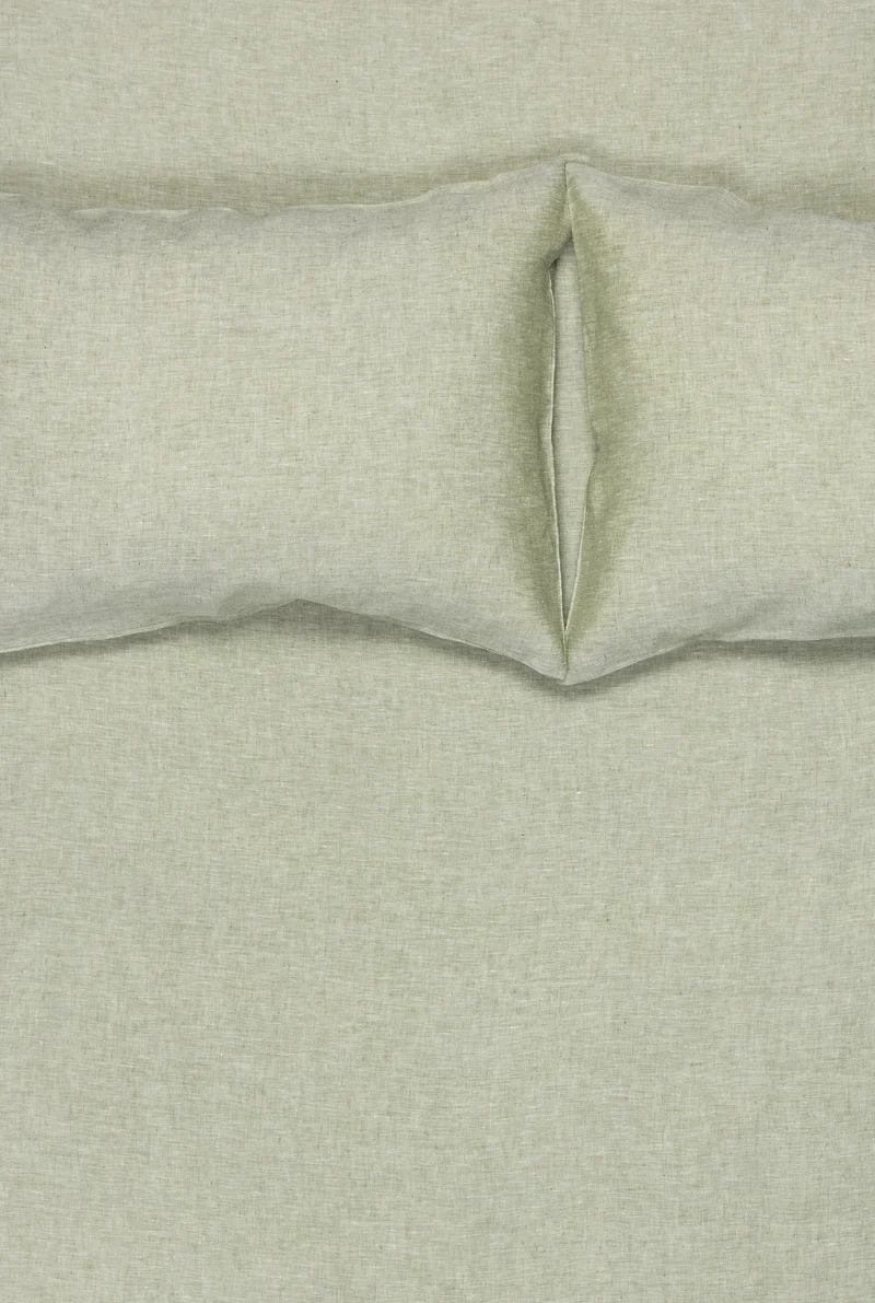 Linen Bedding "Light Melange" in Green Colour