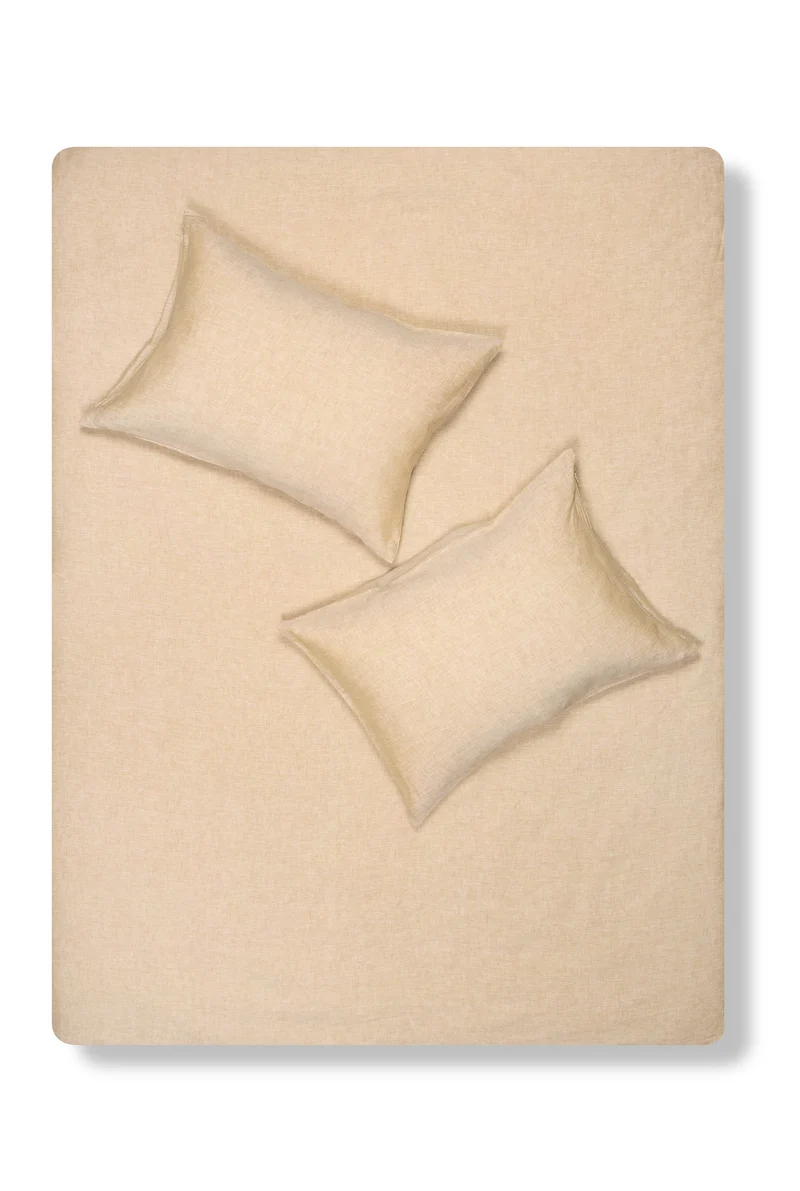 Linen Bedding "Light Melange" in Sand Color