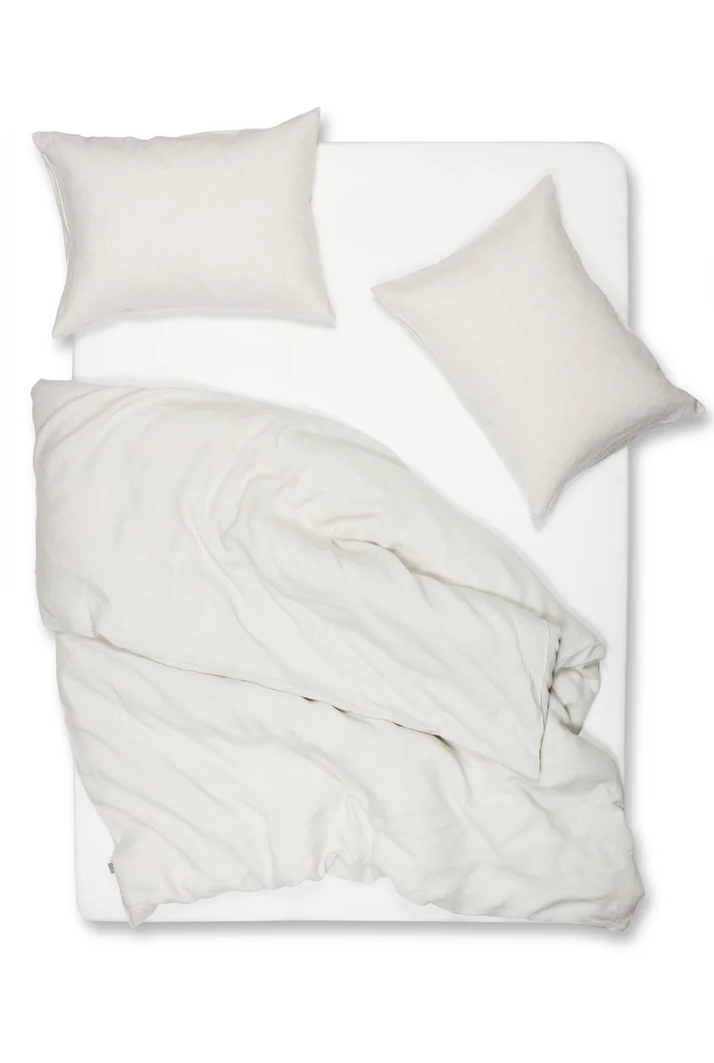 Linen Bedding Melange in Light Grey Color
