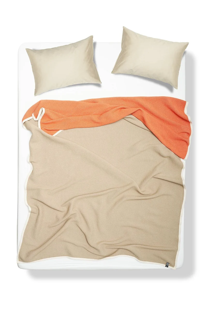 Cotton Blanket or Bedspread Maxi XL in Orange & Clay Beige Colors