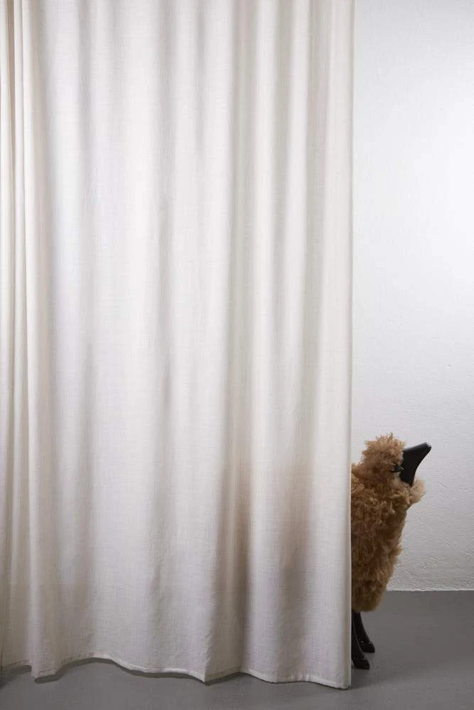 Wool Curtains Semi Transparent in Melange Sand Color
