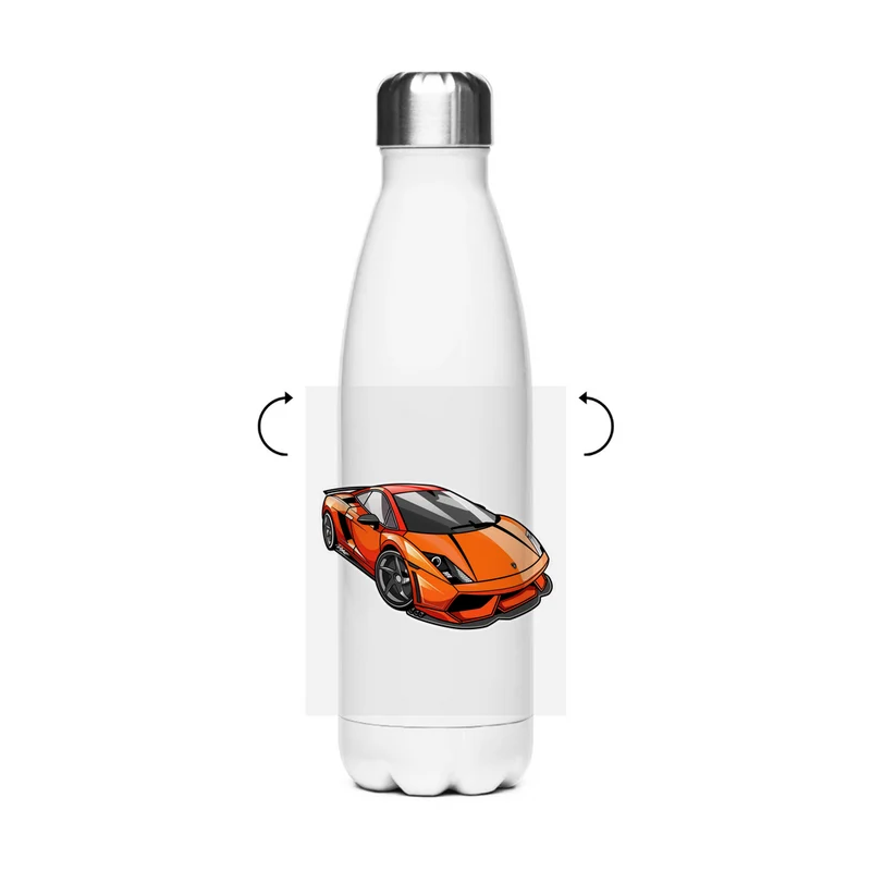 Schultrinkflasche "Sportwagen" aus Edelstahl - individuelle Thermoflasche