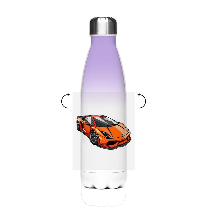 Schultrinkflasche "Sportwagen" aus Edelstahl - individuelle Thermoflasche