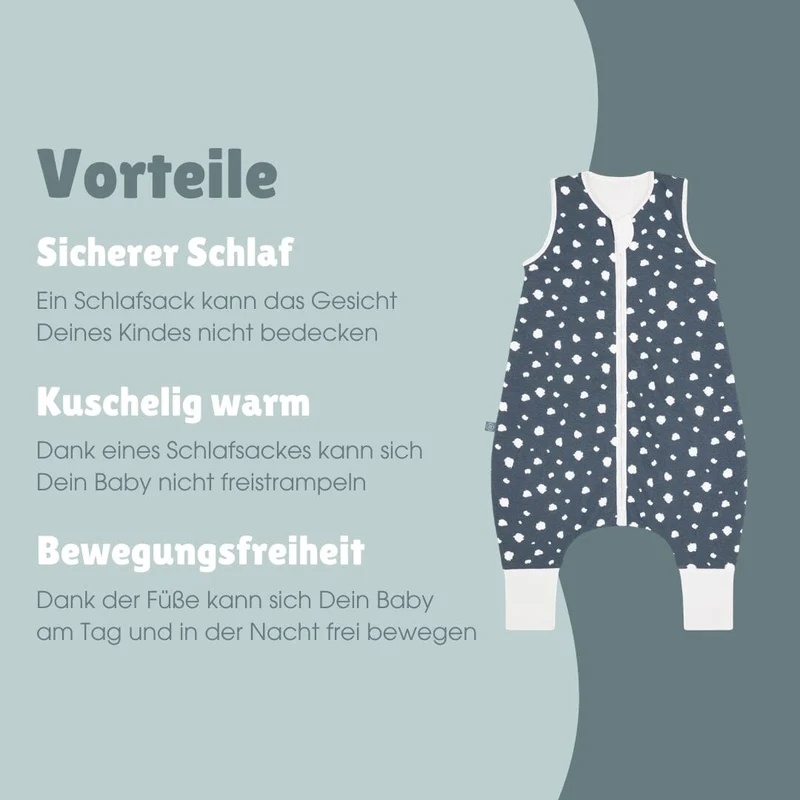 Schlafsack mit Füßen 2.5 TOG | Punkte Blau