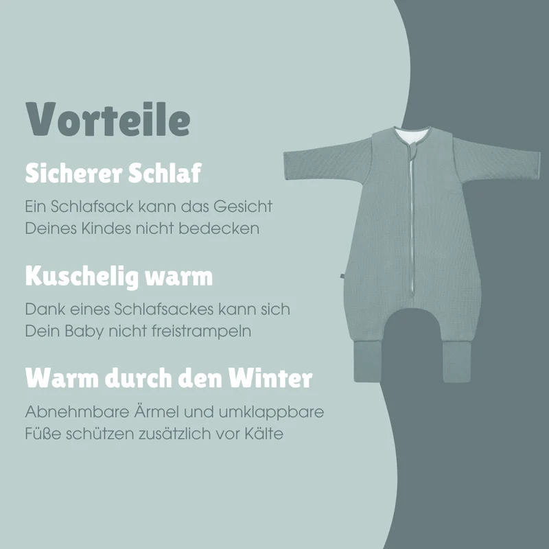 Schlafsack mit Umschlag-Fuß und Ärmel 3.5 TOG | Essential Mint