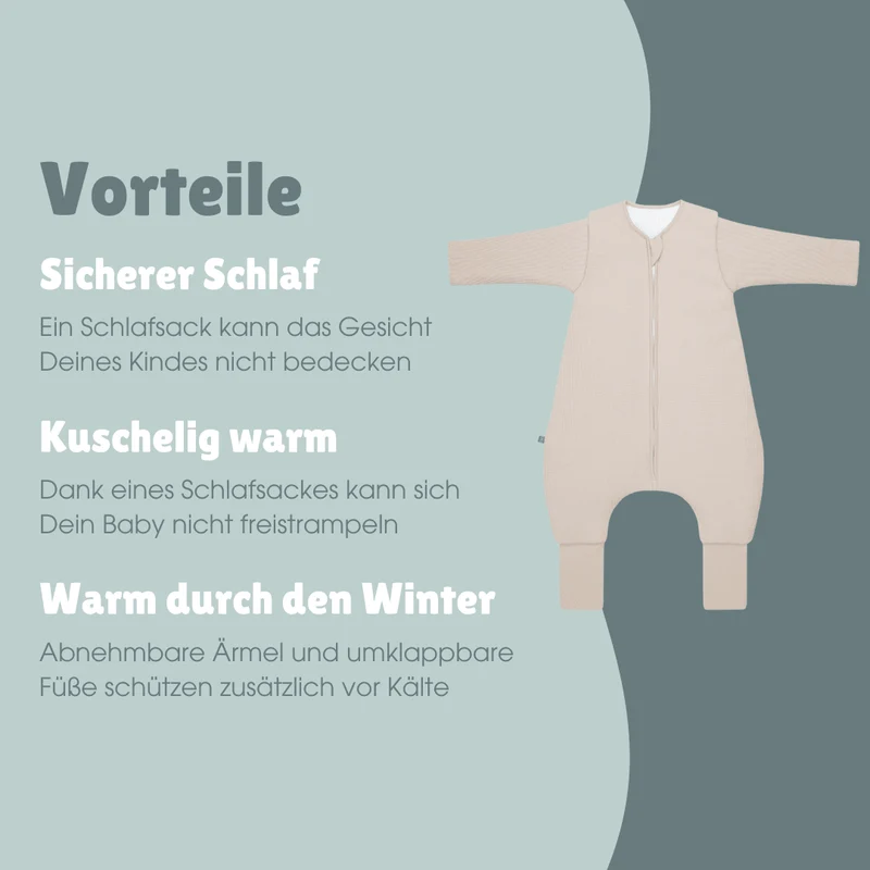 Schlafsack mit Umschlag-Fuß und Ärmel 3.5 TOG | Essential Beige