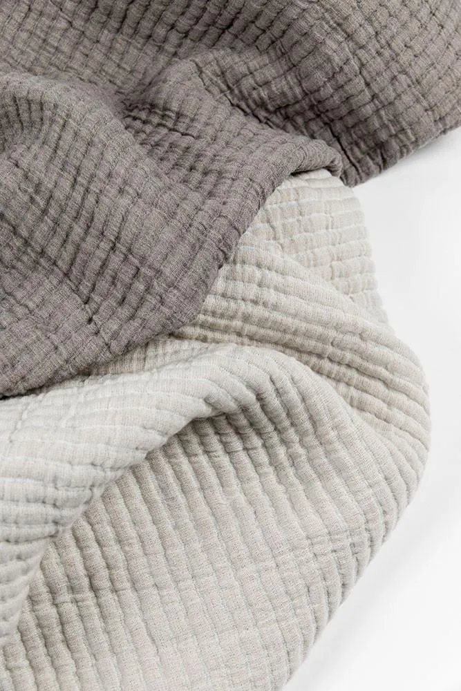 Cashmere Cotton Bedspread in Grey & Chalk Colors