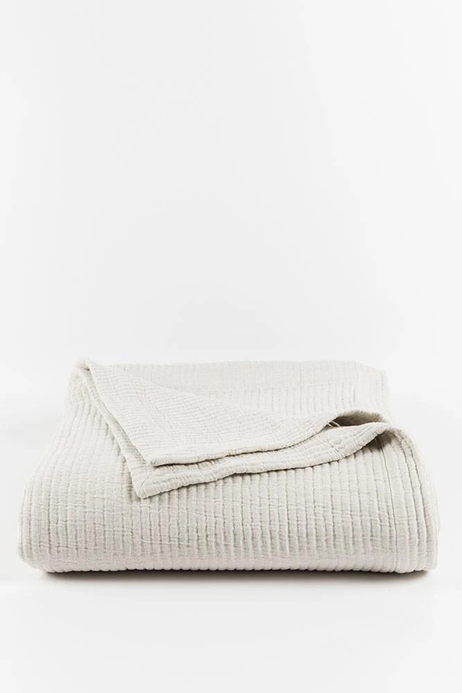Cashmere Cotton Bedspread in Grey & Chalk Colors