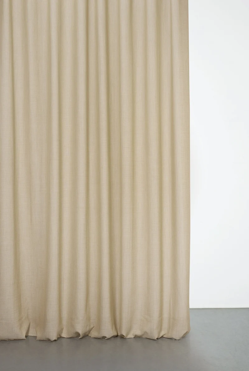 Trevira Outdoor Curtains with Linen Effect in Sand Color