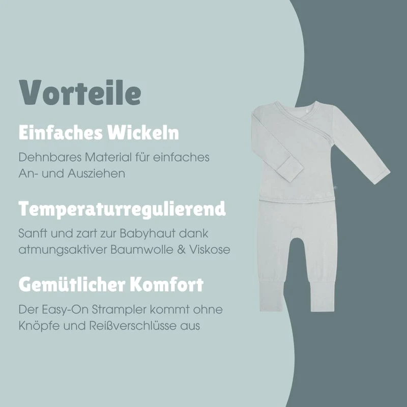Langarm Easy-on Strampler | Essential Grau