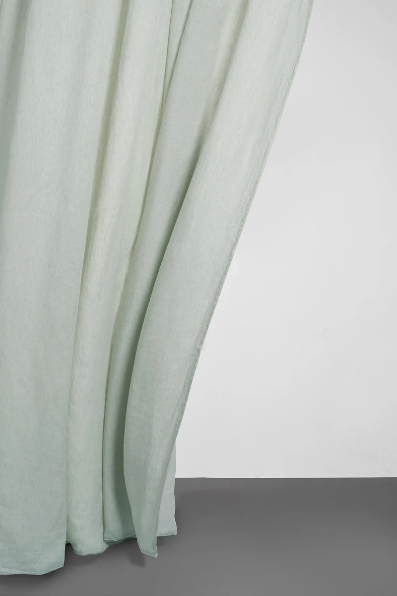 Linen Curtains Two Tone Stonewashed in Mint Color