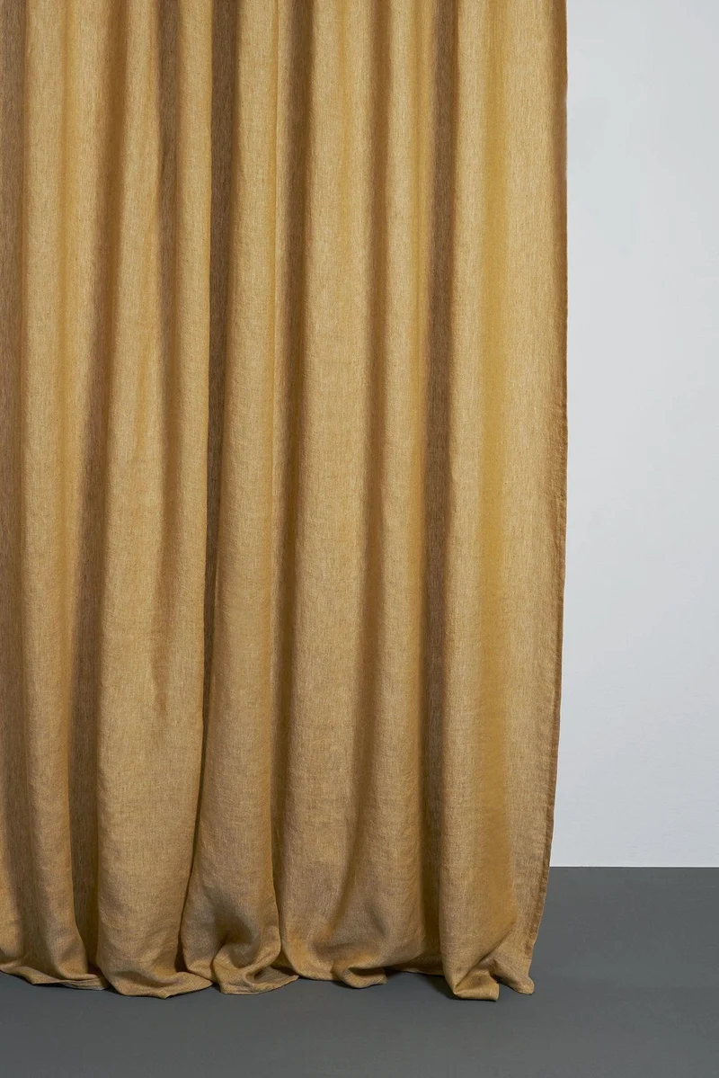 Linen Curtains Two Tone Stonewashed in Curry Color