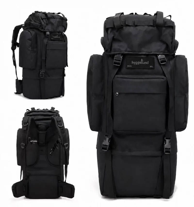 Wanderrucksack PACK 65L schwarz ergonomisch