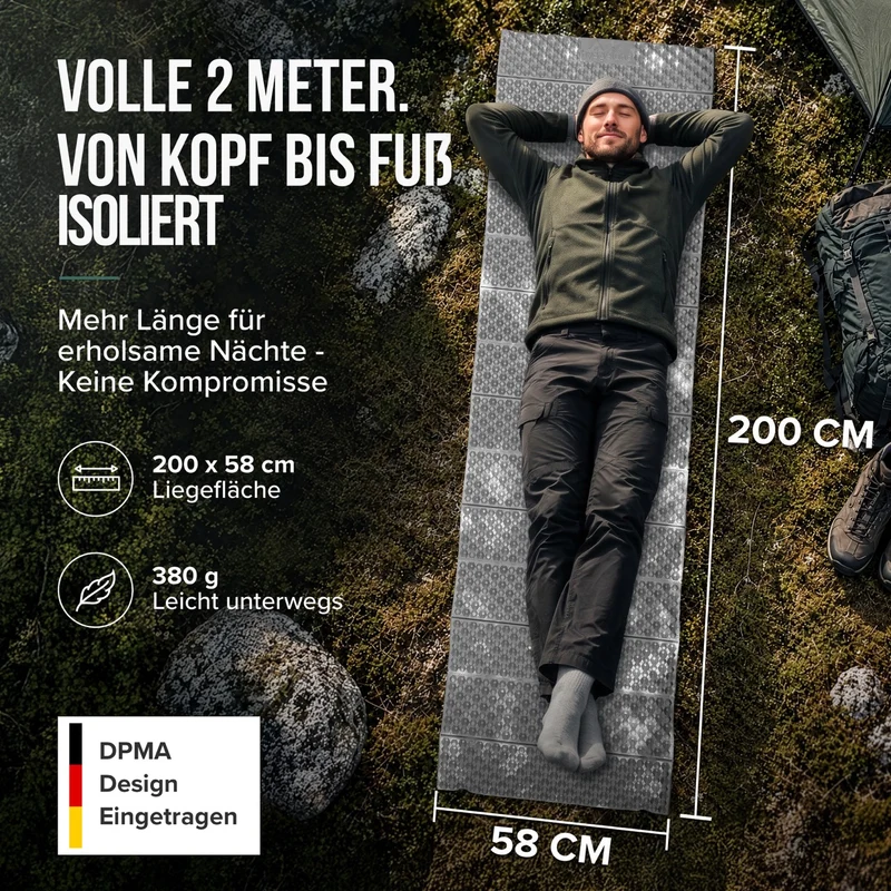 Isomatte Faltbar 200cm schwarz (VE24)