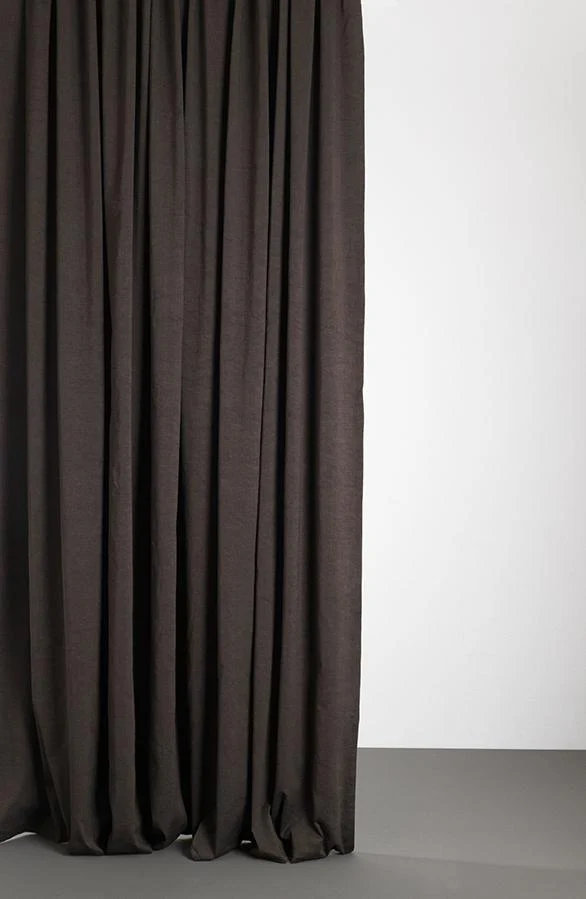 Cotton & Linen Curtains "Belize" in Marrone Brown & Black Colors