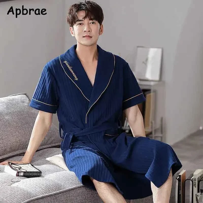 Herren-Bademantel aus weicher Baumwolle, Größe 4XL, Dunkelgrau, Kurzarm, einfarbig