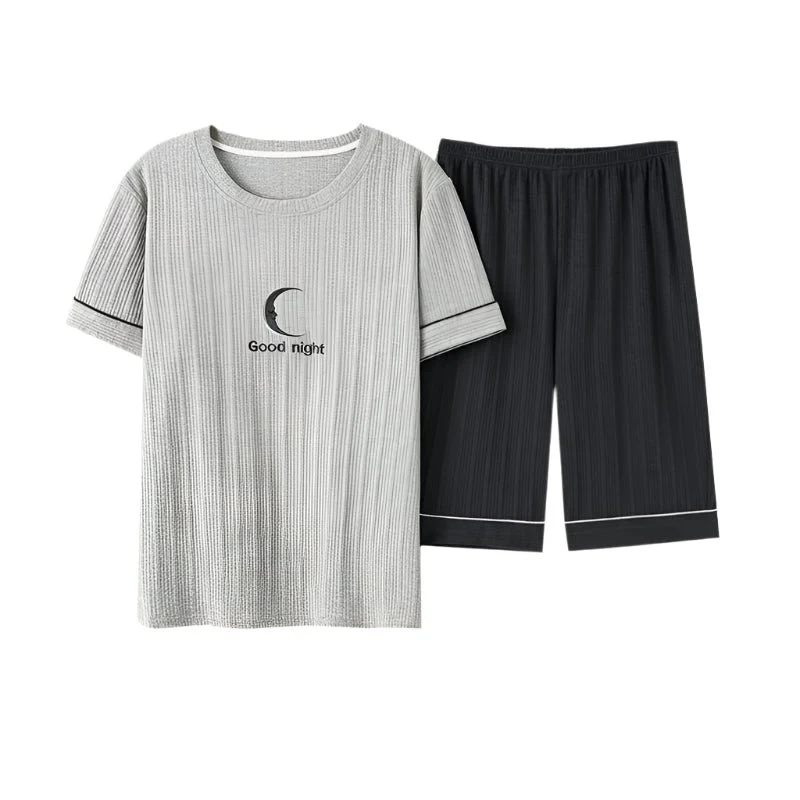 Herren-Pyjama aus weicher Baumwolle mit Cartoon-Motiven – Bequemes Set in den Größen L-3XL