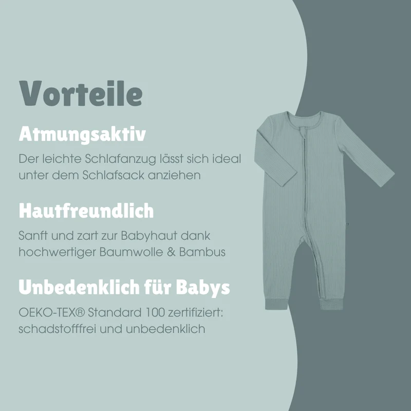 Schlafanzug mit Bündchen | Essential Mint