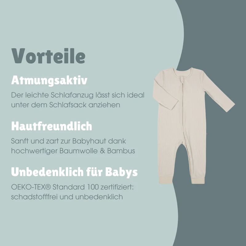 Schlafanzug mit Bündchen | Essential Beige