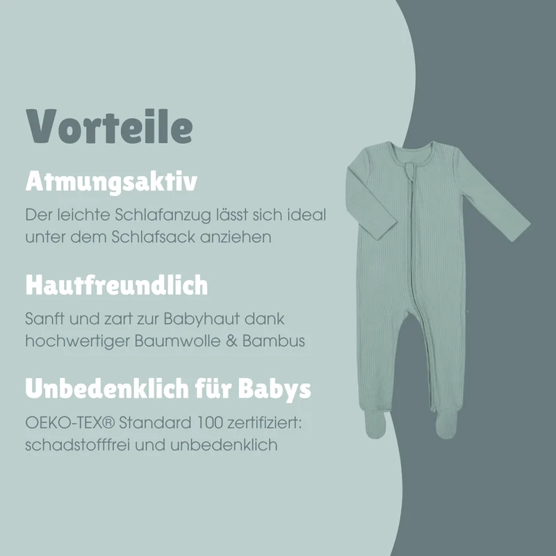 Schlafanzug mit Füßen | Essential Mint