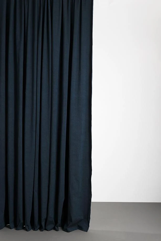 Cotton & Linen Curtains "Belize" in Denim Blue & Black Colors