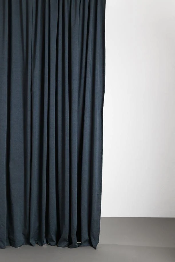Cotton & Linen Curtains "Belize" in Blue & Black Colors