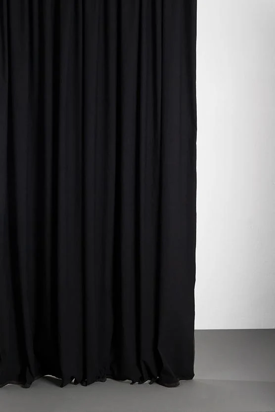 Cotton & Linen Curtains "Belize" in Blue & Black Colors