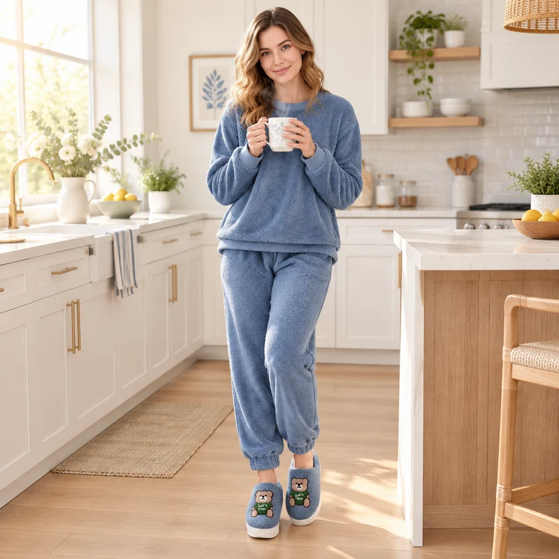 Genießen Sie höchsten Komfort mit den Wollpantoffeln mit Cartoon-Bärenmotiv für Damen