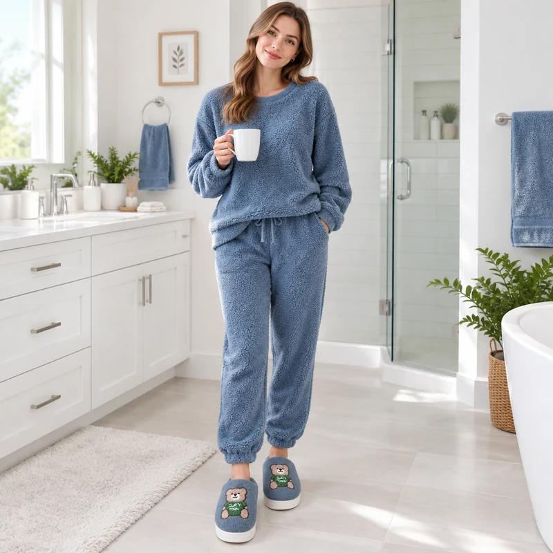 Genießen Sie höchsten Komfort mit den Wollpantoffeln mit Cartoon-Bärenmotiv für Damen