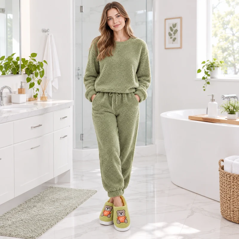 Genießen Sie höchsten Komfort mit den Wollpantoffeln mit Cartoon-Bärenmotiv für Damen