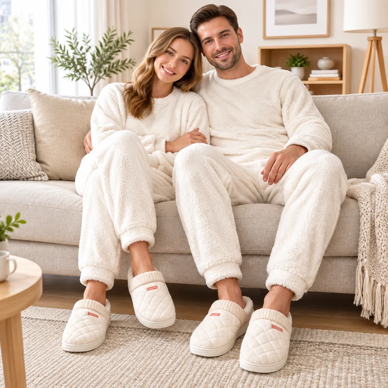 Plüschige, rutschfeste Kuschelpantoffeln für Paare: Gemeinsam winterlichen Komfort genießen