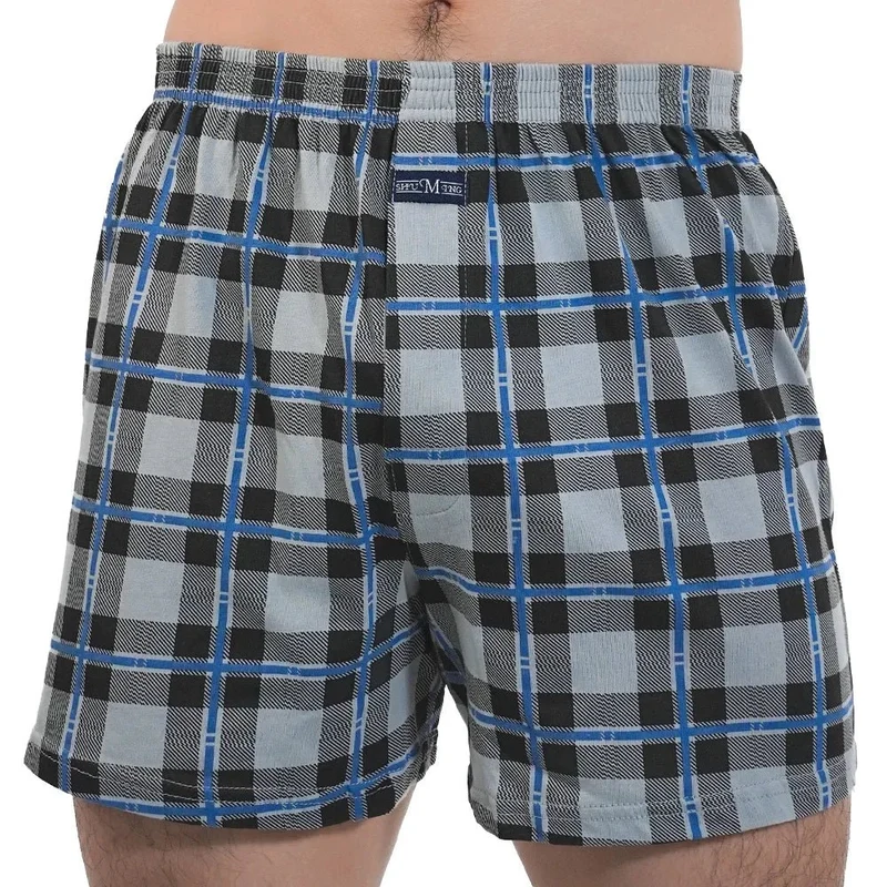 Herren-Pyjamahose aus karierter Baumwolle – Hochgeschnittene Boxershorts in Übergrößen für bequemes Zuhause