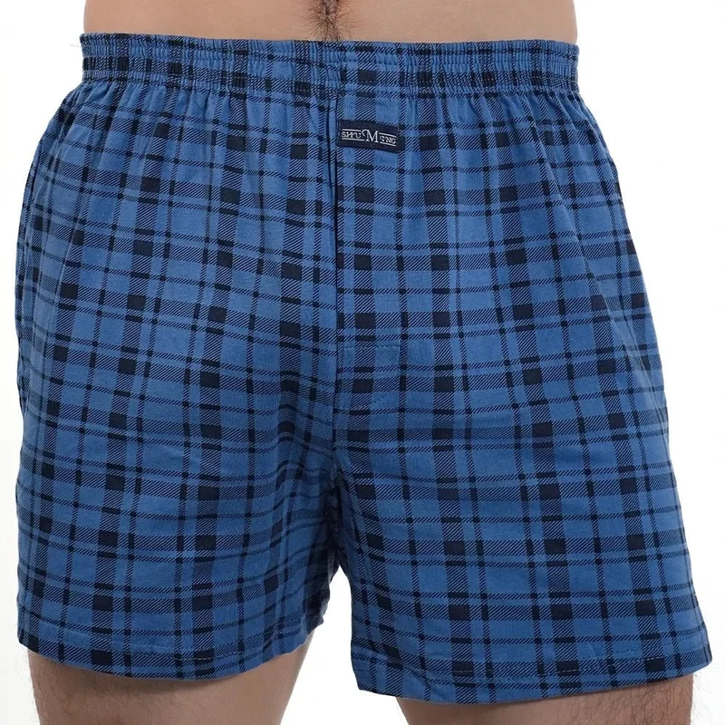 Herren-Pyjamahose aus karierter Baumwolle – Hochgeschnittene Boxershorts in Übergrößen für bequemes Zuhause