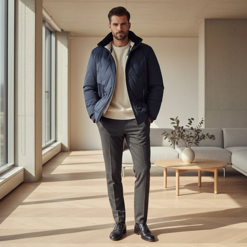 Winterfleecejacken für Herren – Dick gefütterter, winddichter, kurzer Wollparka, warme Bomberjacke für Herbst und Winter