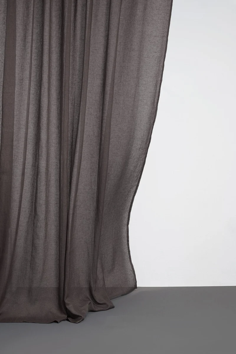 Linen Curtains in Dark Brown Color - 1634