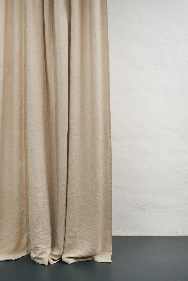 Linen Curtains Panama Weave in Flax Color