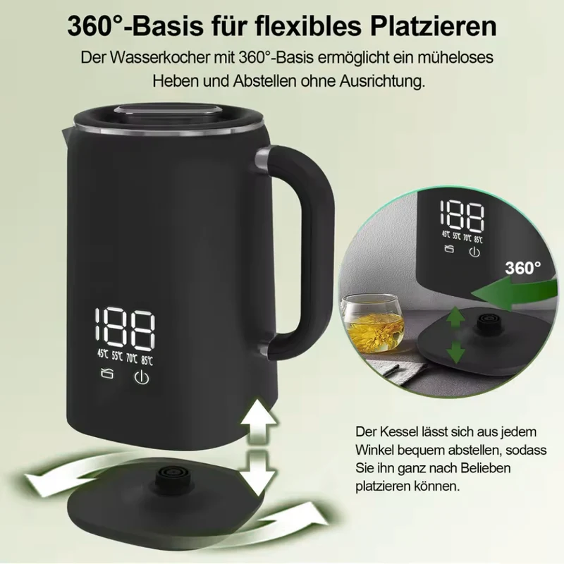 Heimwert Comfort Control Wasserkocher – Präzise Temperaturregelung, schnelles Erhitzen und elegantes Design für perfekt temperierte Getränke