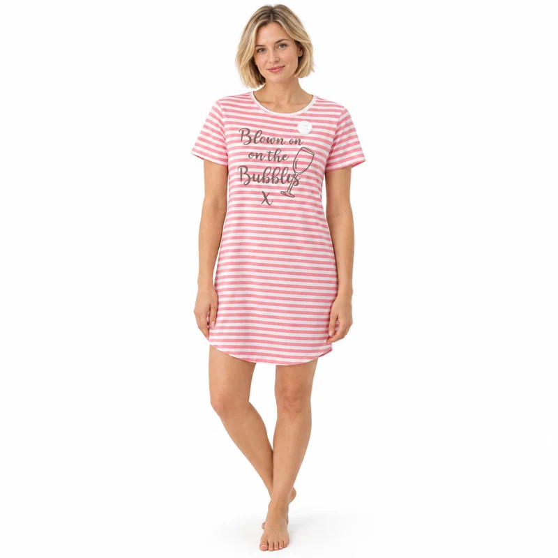 Sommerpyjama für Damen, Jersey-Nachthemd mit kurzen Ärmeln