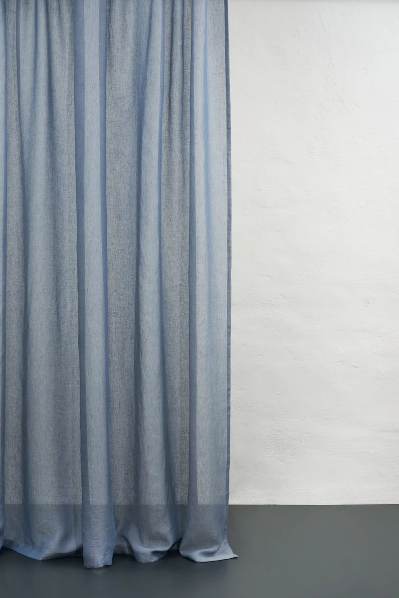 Linen Curtains in Jeans Blue Color