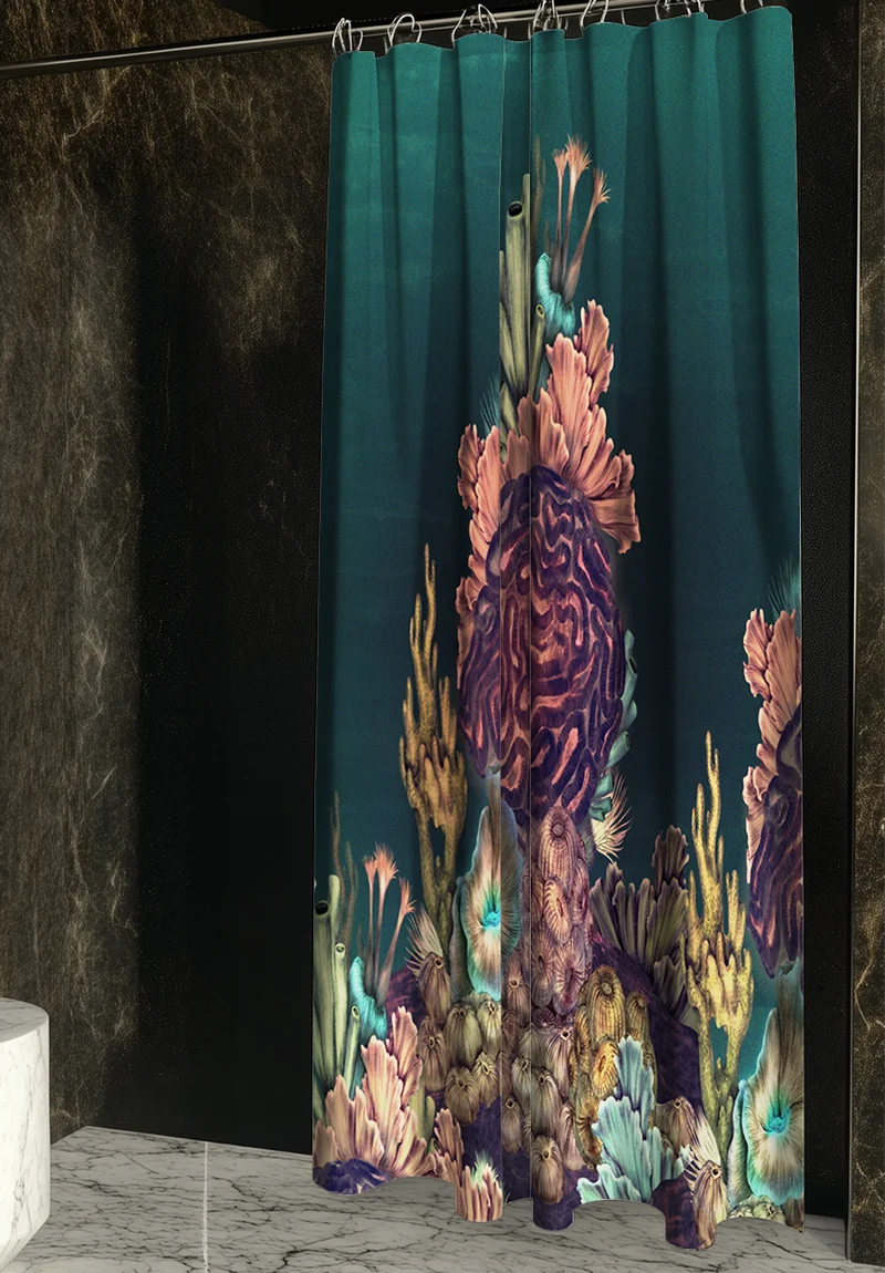 Artist Cotton Shower Curtain "The Aquarium" by Karina Eibatova