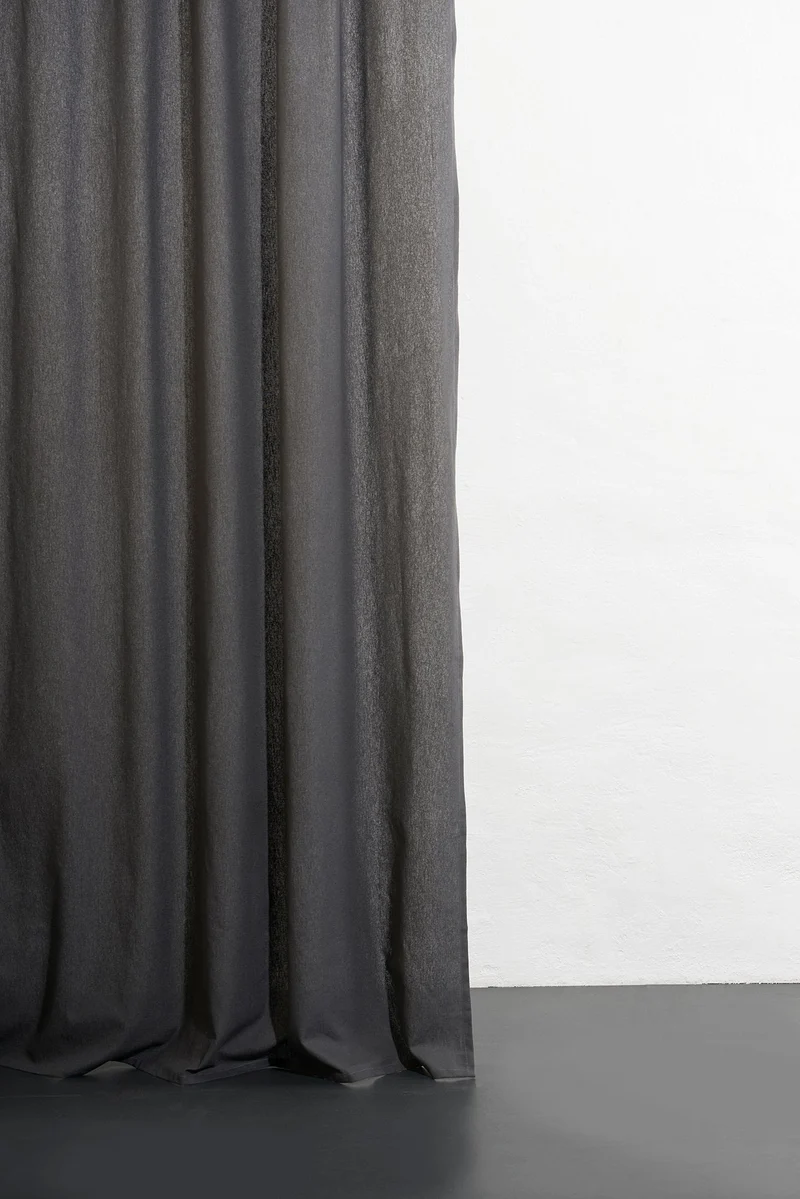 Hemp and Organic Cotton Curtains in Anthracite Color