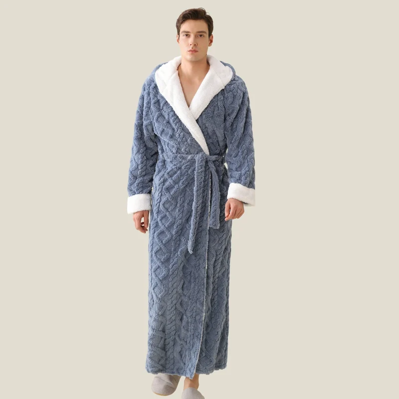 Warmer Kapuzenbademantel aus Polyester für Damen und Herren – Gemütlicher Kimono-Bademantel zum Entspannen