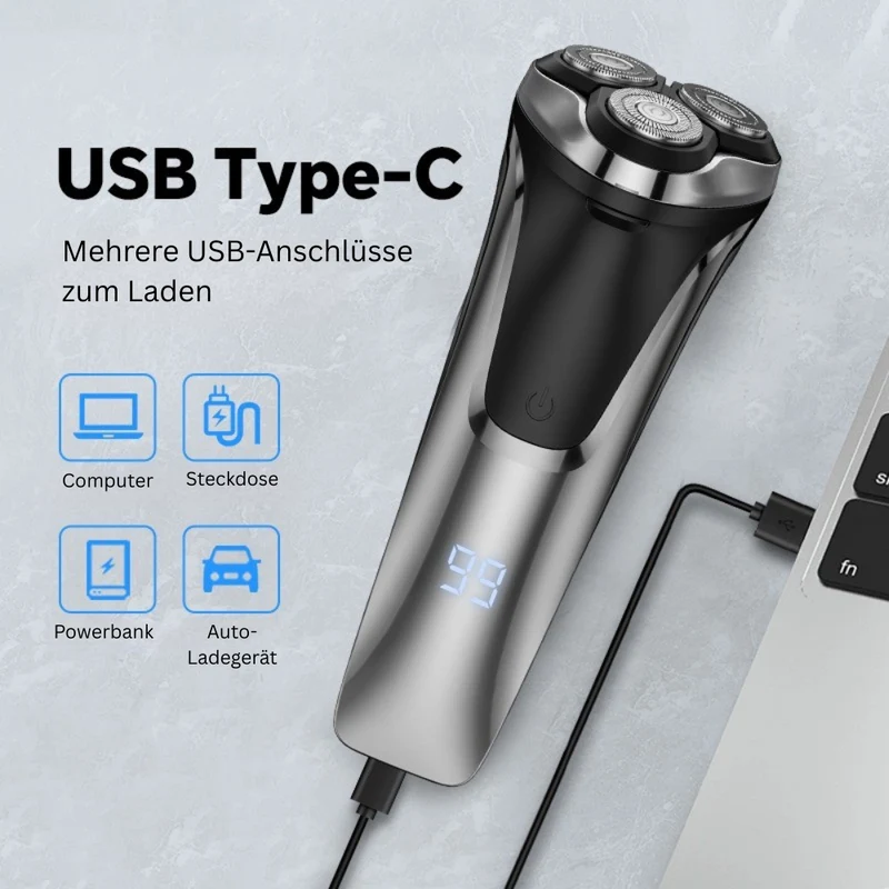 Herrenrasierer FK-3755 – Hochpräzise 4D-Scherköpfe und integrierter Trimmer für eine gründliche und komfortable Rasur