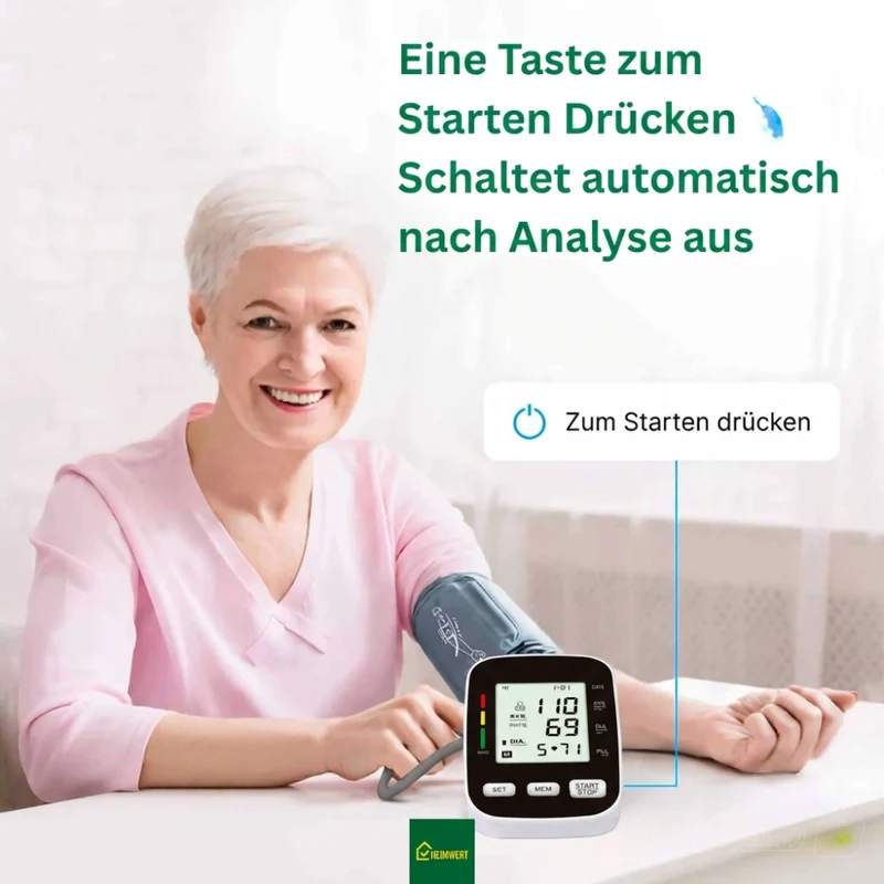 Blutdruckmessgerät mit digitalem Display / Mit komfortabler Manschette und Speicherfunktion / Blutdruck- und Pulsmessung