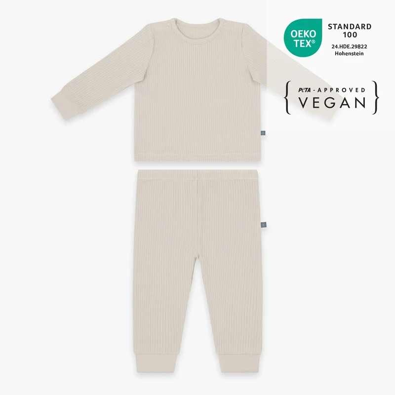 Schlafanzug lang 2-teilig | Essential Beige