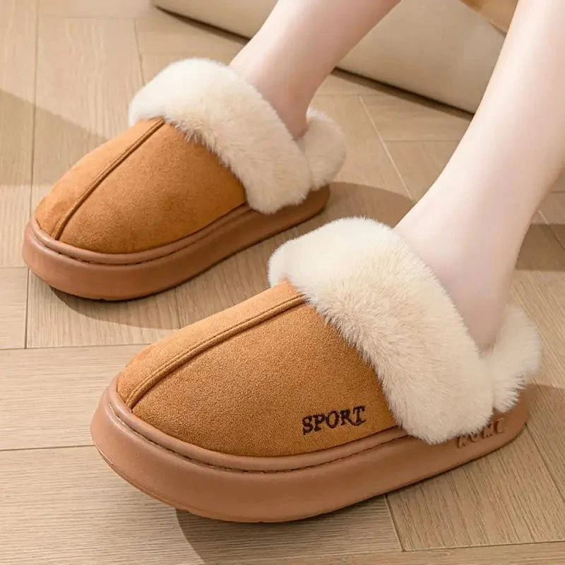 Warme, flauschige Winterpantoffeln für Damen – elegante Hausschuhe und Plateauschuhe
